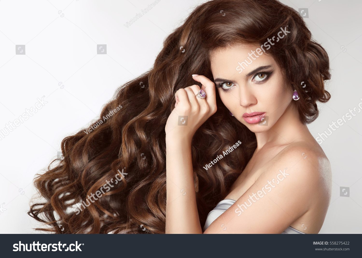 Long Curly Hair Beautiful Brunette Girl Stock Photo Shutterstock 4352 | Hot  Sex Picture