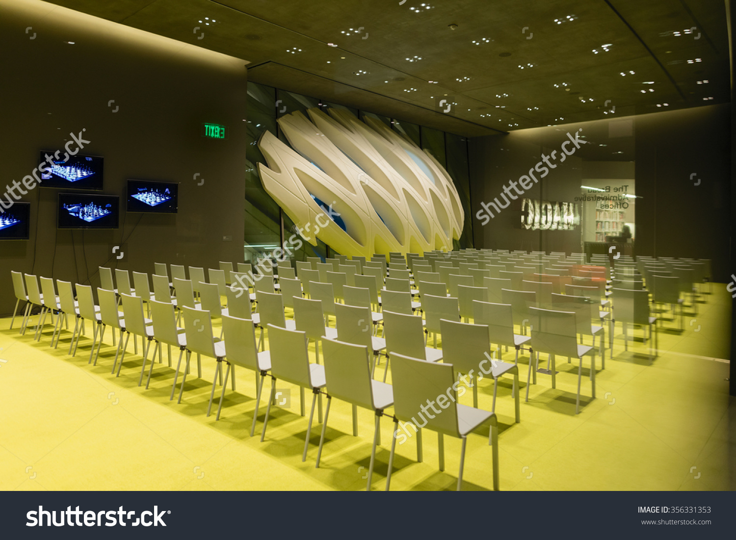 LOS ANGELES CA DEC 29 2015 The Broad Museum with conference room The Broad is a contemporary art museum in Los Angeles The museum is designed by Diller Scofidio Renfro LOS ANGELES CA DEC 29 2015 The Broad Museum with conference room The Broad is a contemporary art museum in Los Angeles The museum is designed by Diller Scofidio Renfro