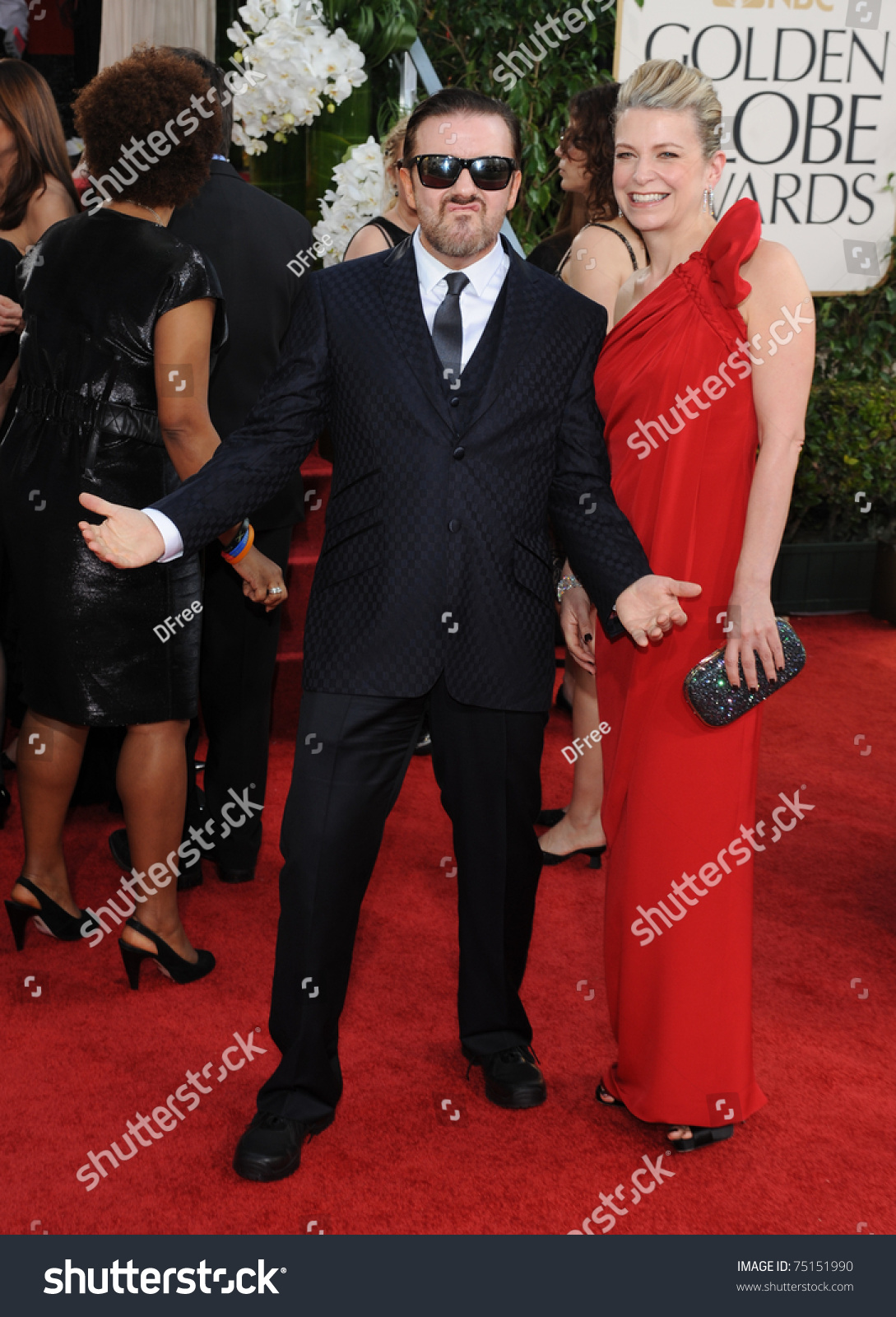 Los Angeles - Jan 16: Ricky Gervais & Wife Arrives To The 68th Annual