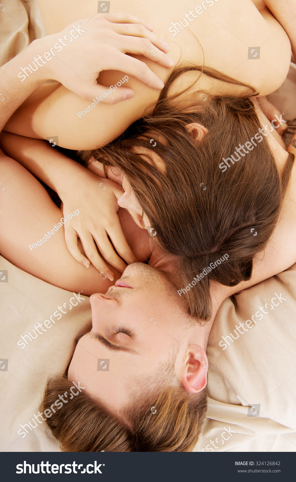 Loving Affectionate Nude Heterosexual Couple On Stock Photo