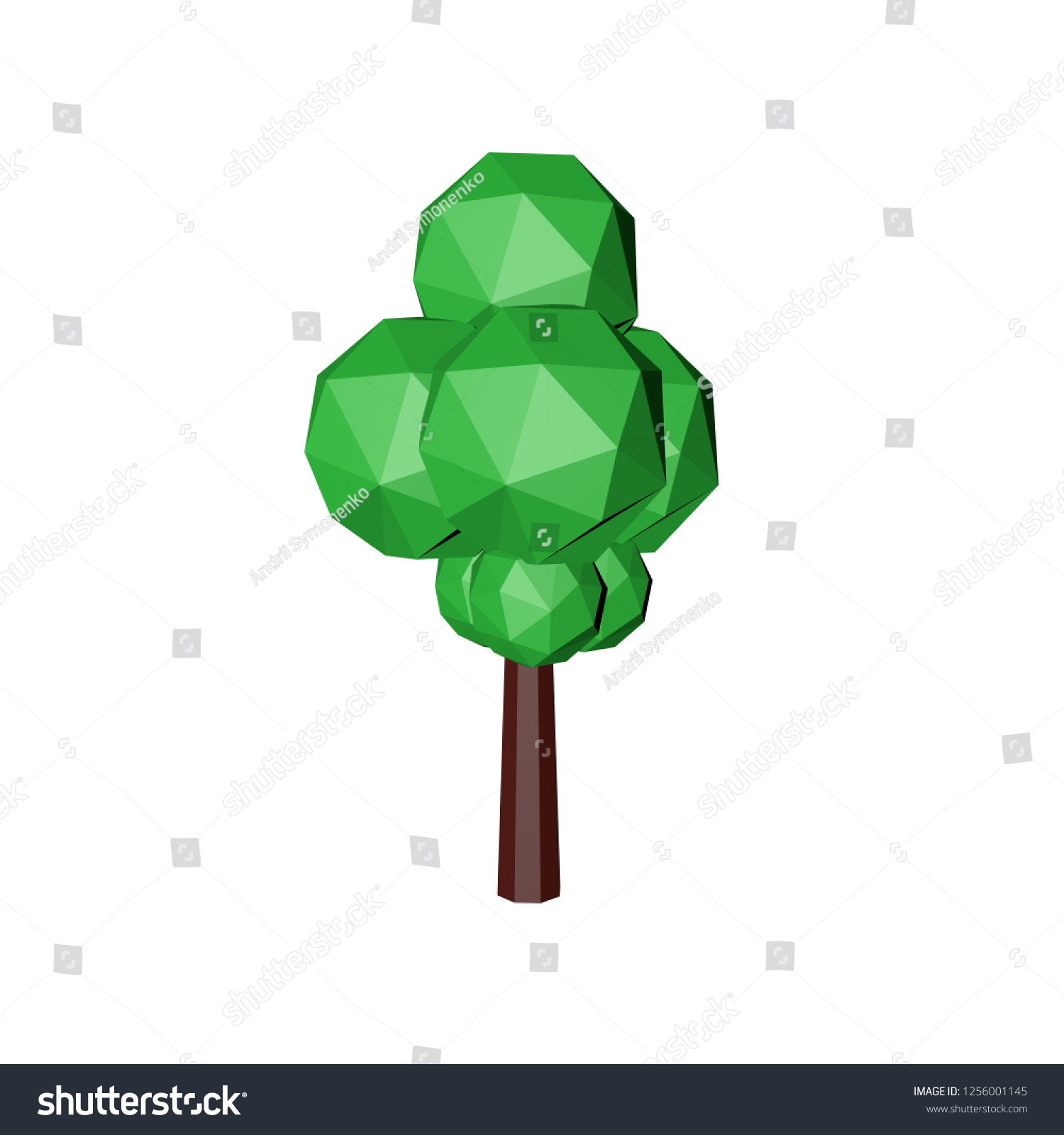 Low Poly Tree Render D Isolated Stock Illustration