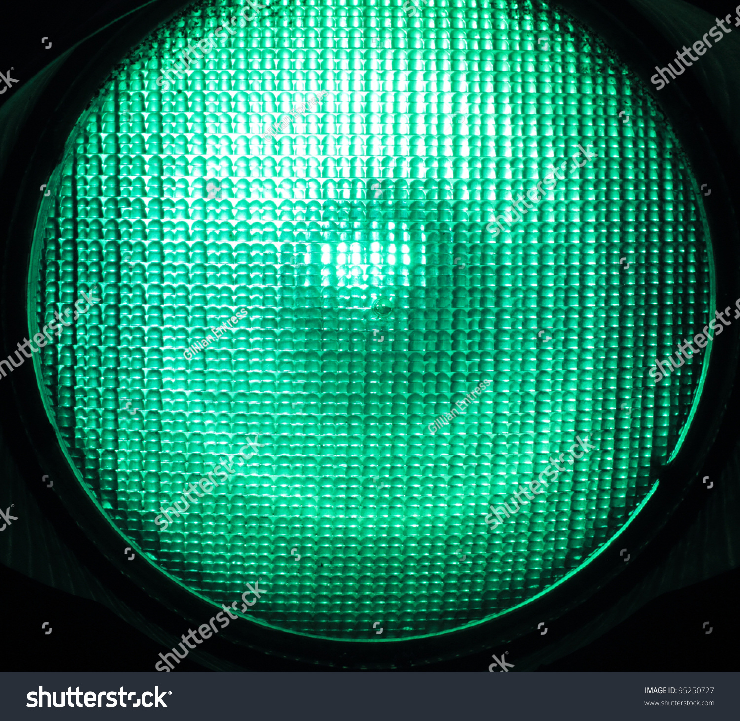 Macro Shot Green Traffic Light Illuminated Stock Photo 95250727