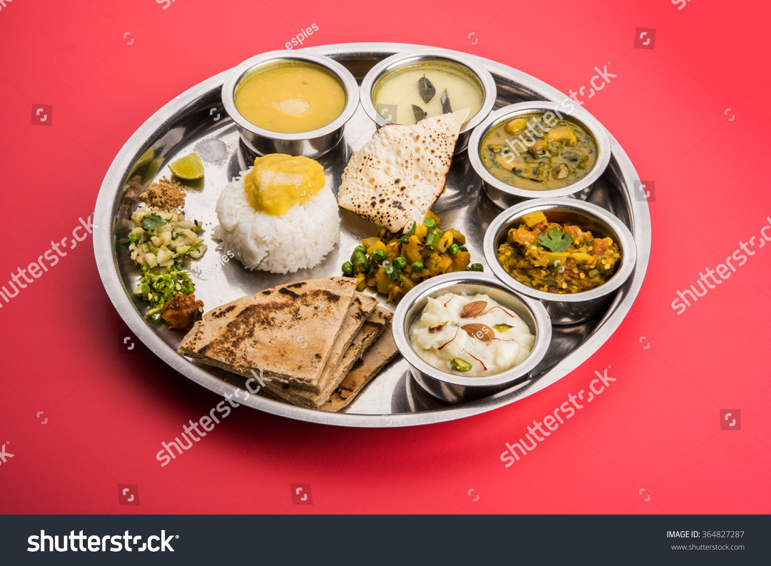 Maharashtrian Marathi Food Platter Pune Mumbai Stock Photo 364827287