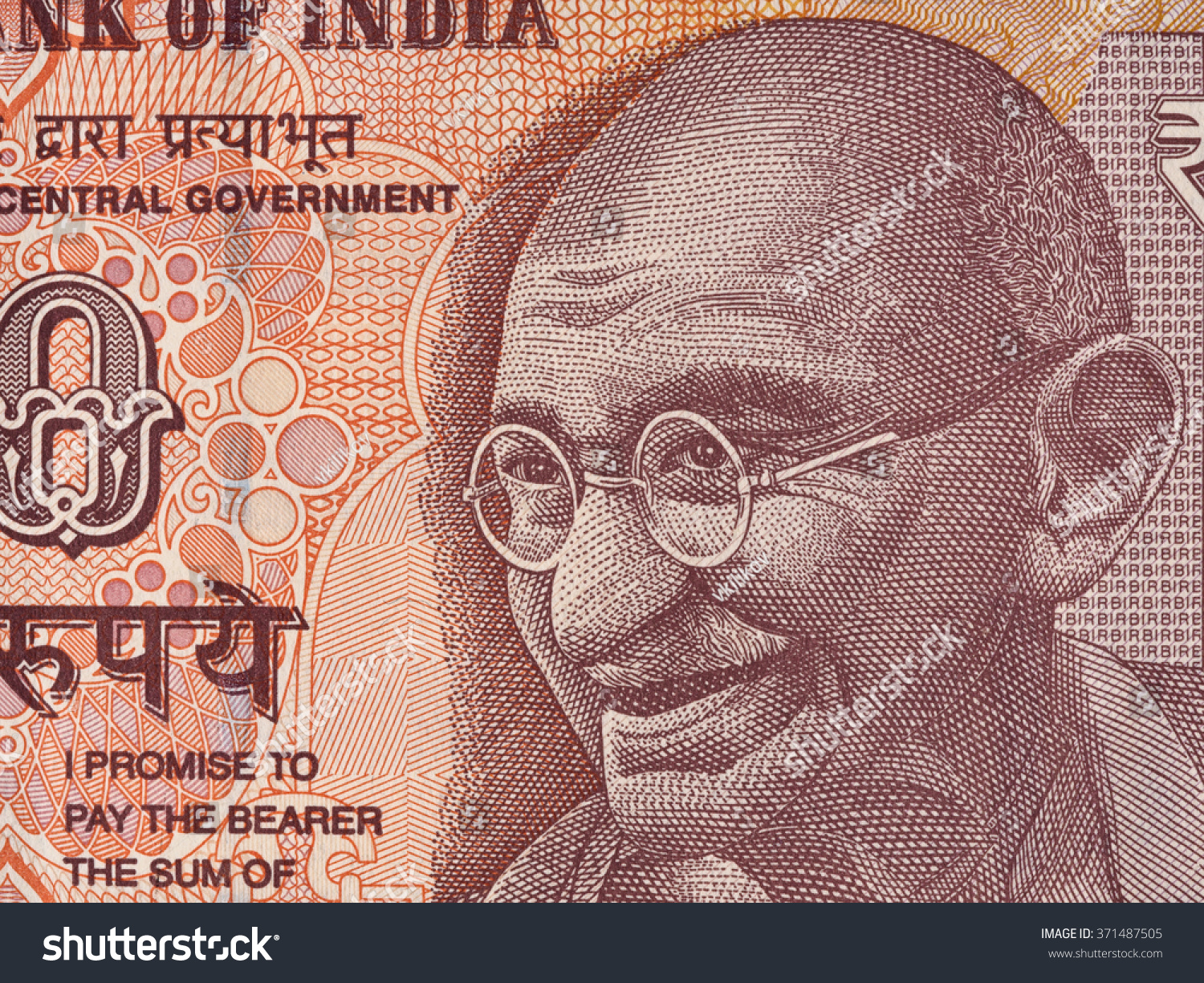 Mahatma Gandhi Portrait On Indian 10 Rupee Banknote Macro, India Money ...