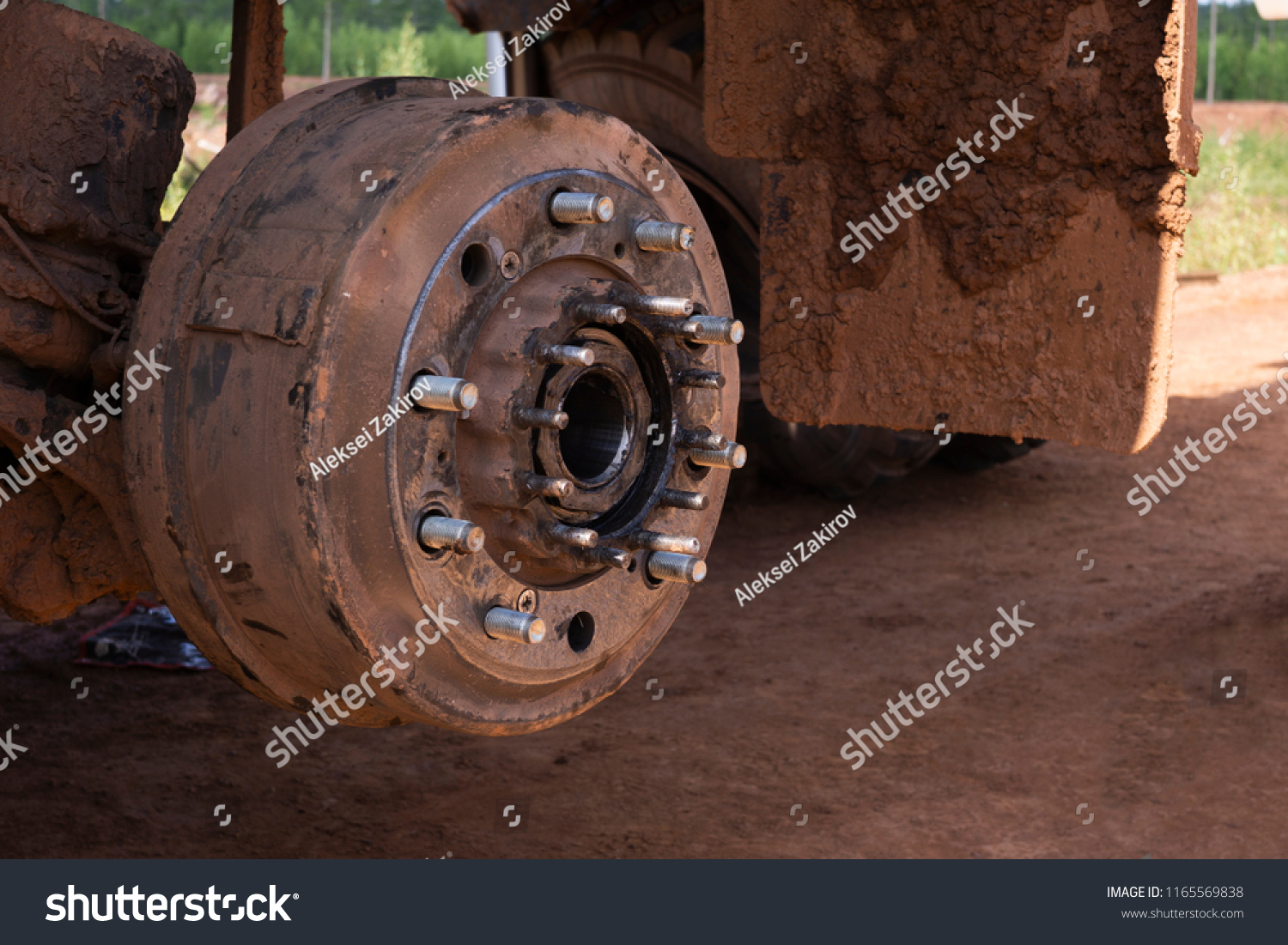 Maintenance Truck Wheels Hub Bearing Rear Stock Photo