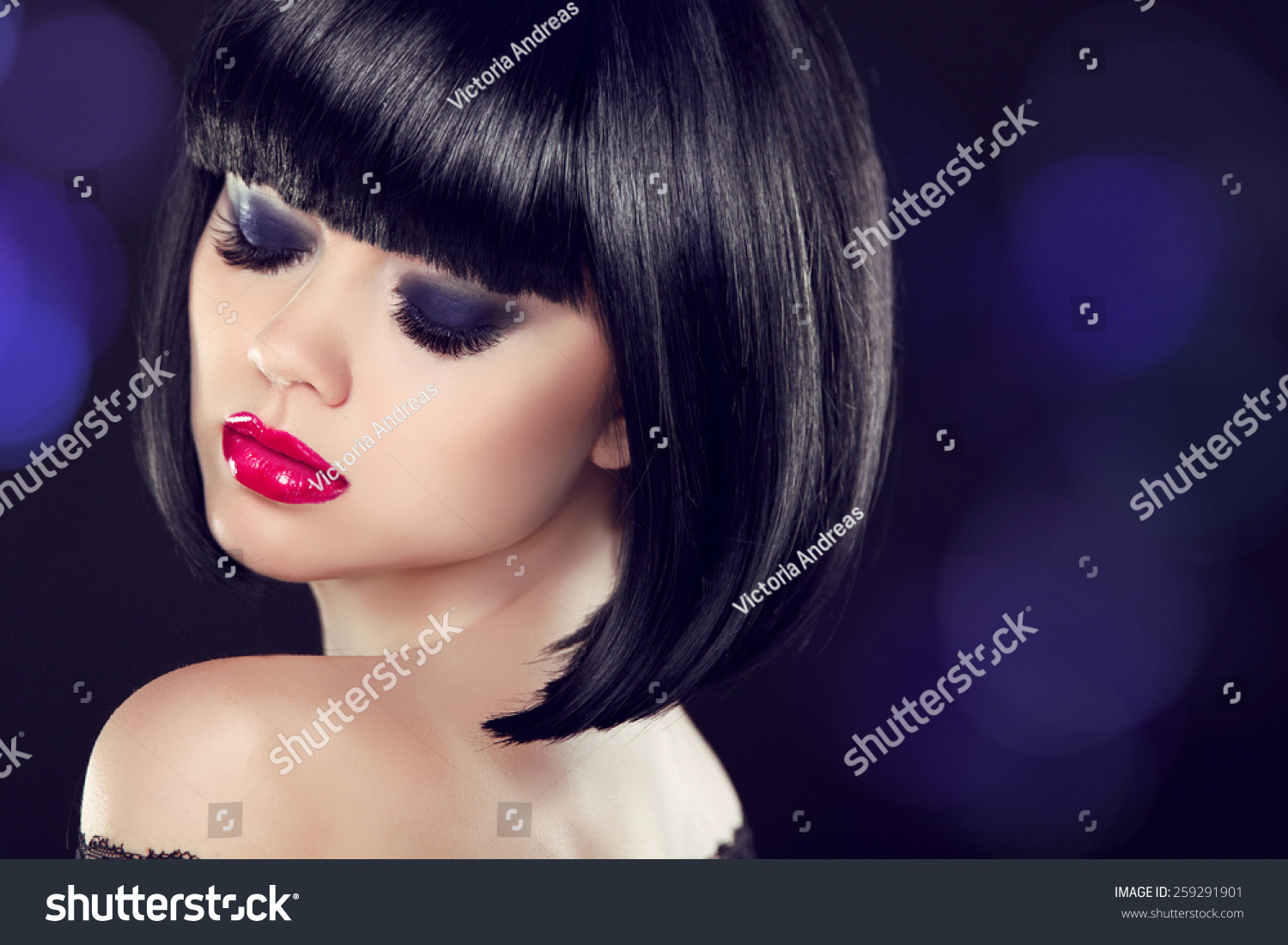 Makeup Bob Short Hairstyle Sexy Girl Stock Photo 14688 | Hot Sex Picture