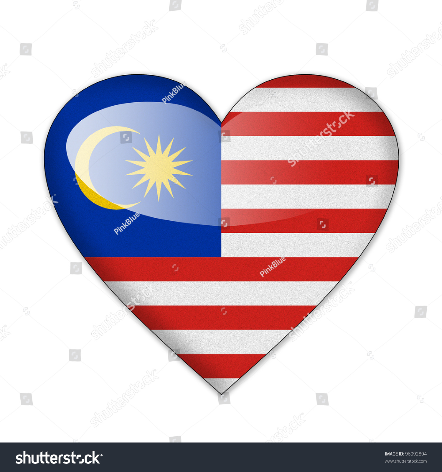 Malaysia Flag Heart Shape Isolated On Stock Illustration 96092804