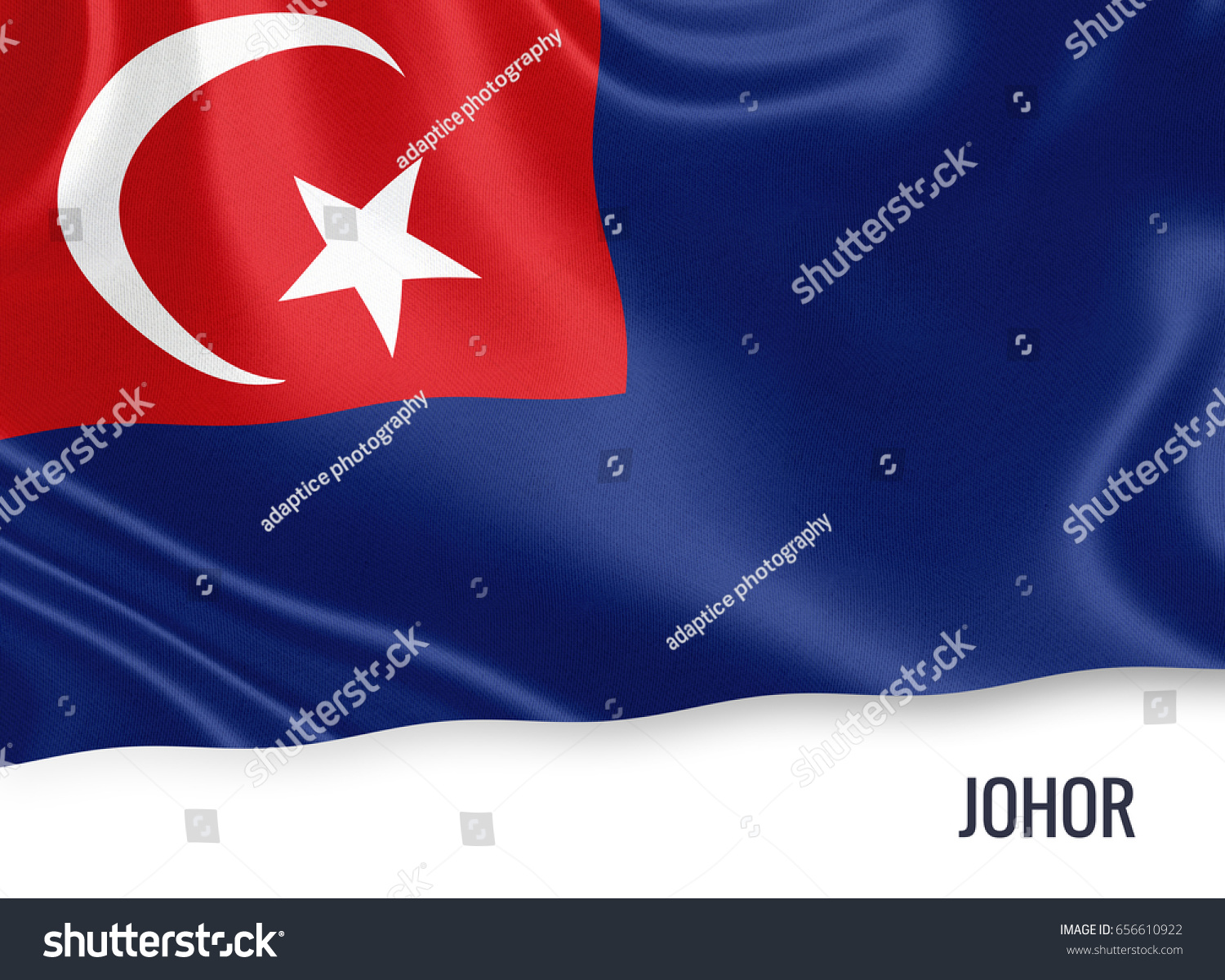 Malaysian State Johor Flag Waving On Stock Illustration