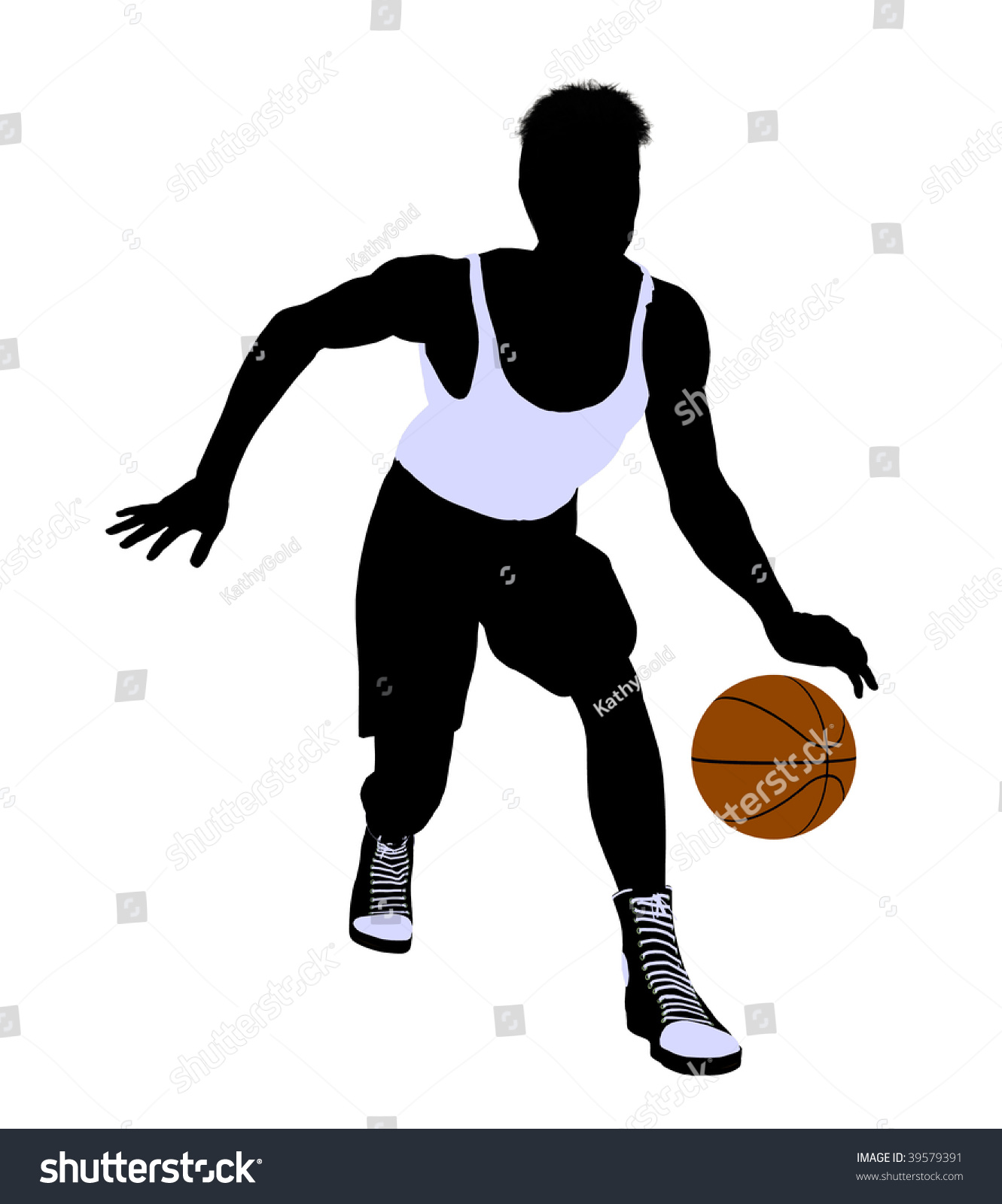 Male Basketball Player Silhouette On White Stock Illustration 39579391