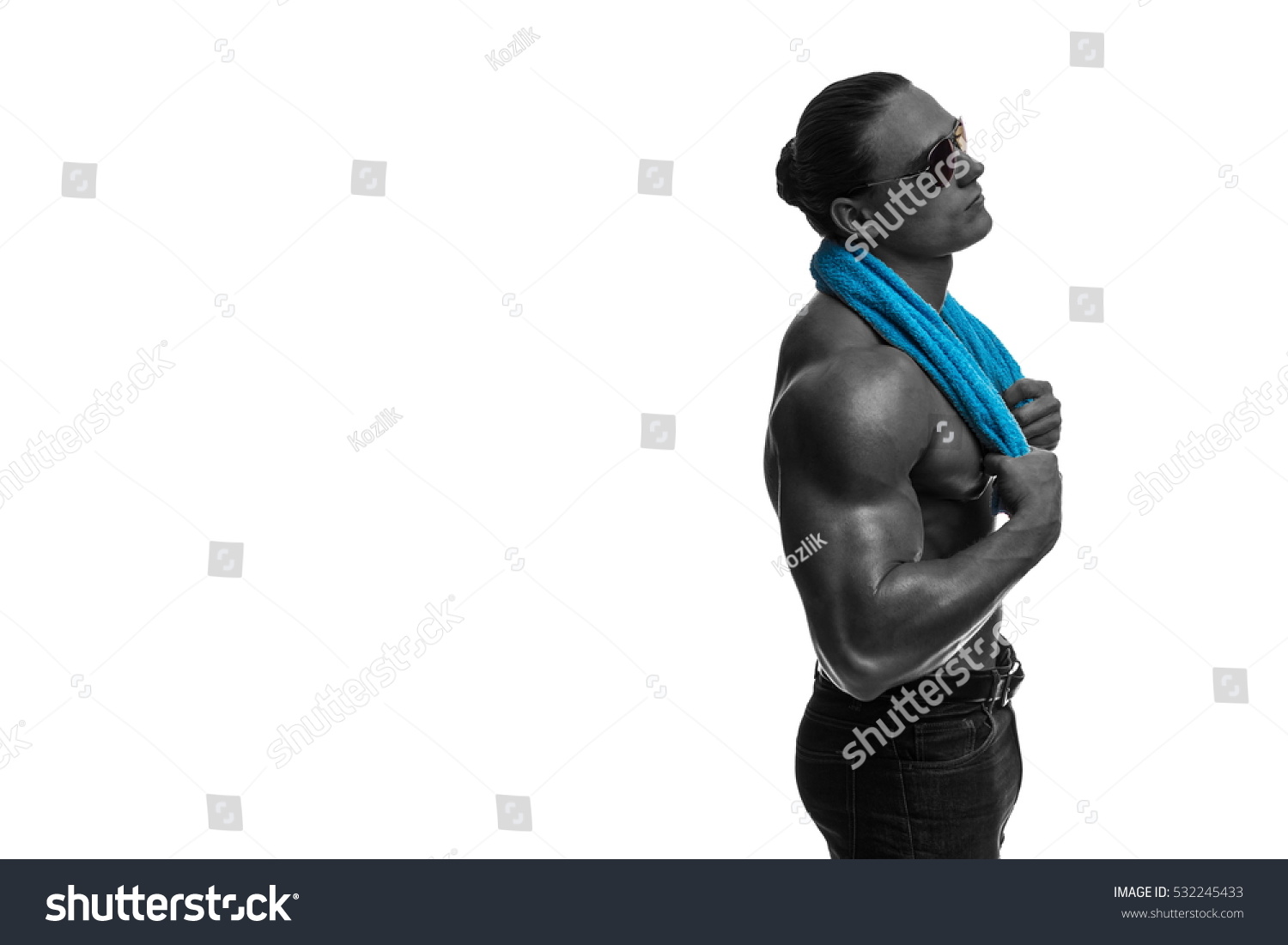 Male Bodybuilder Athlete Naked Torso Towel Stock Photo Edit Now 532245433