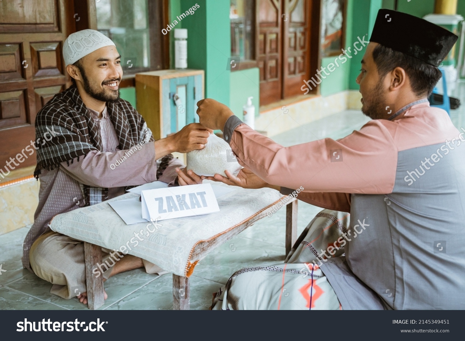 Man Giving Rice Food Donation Zakat Stock Photo Shutterstock