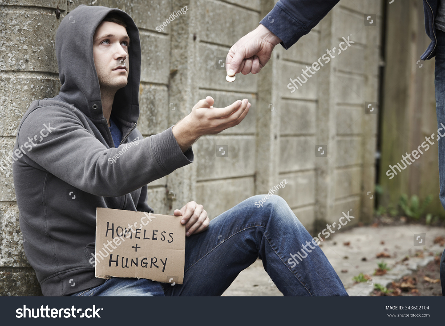 Man Giving Money Beggar On Street Stock Photo 343602104 - Shutterstock