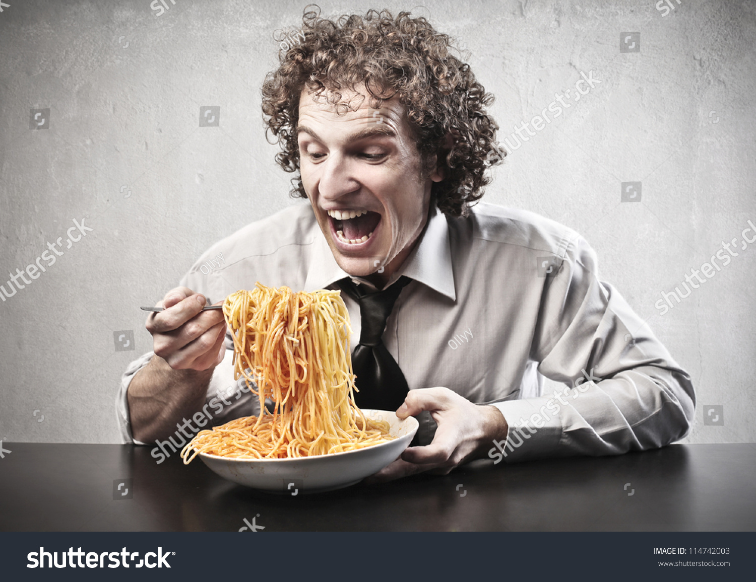 Man Gorging Of Spaghetti Stock Photo Shutterstock