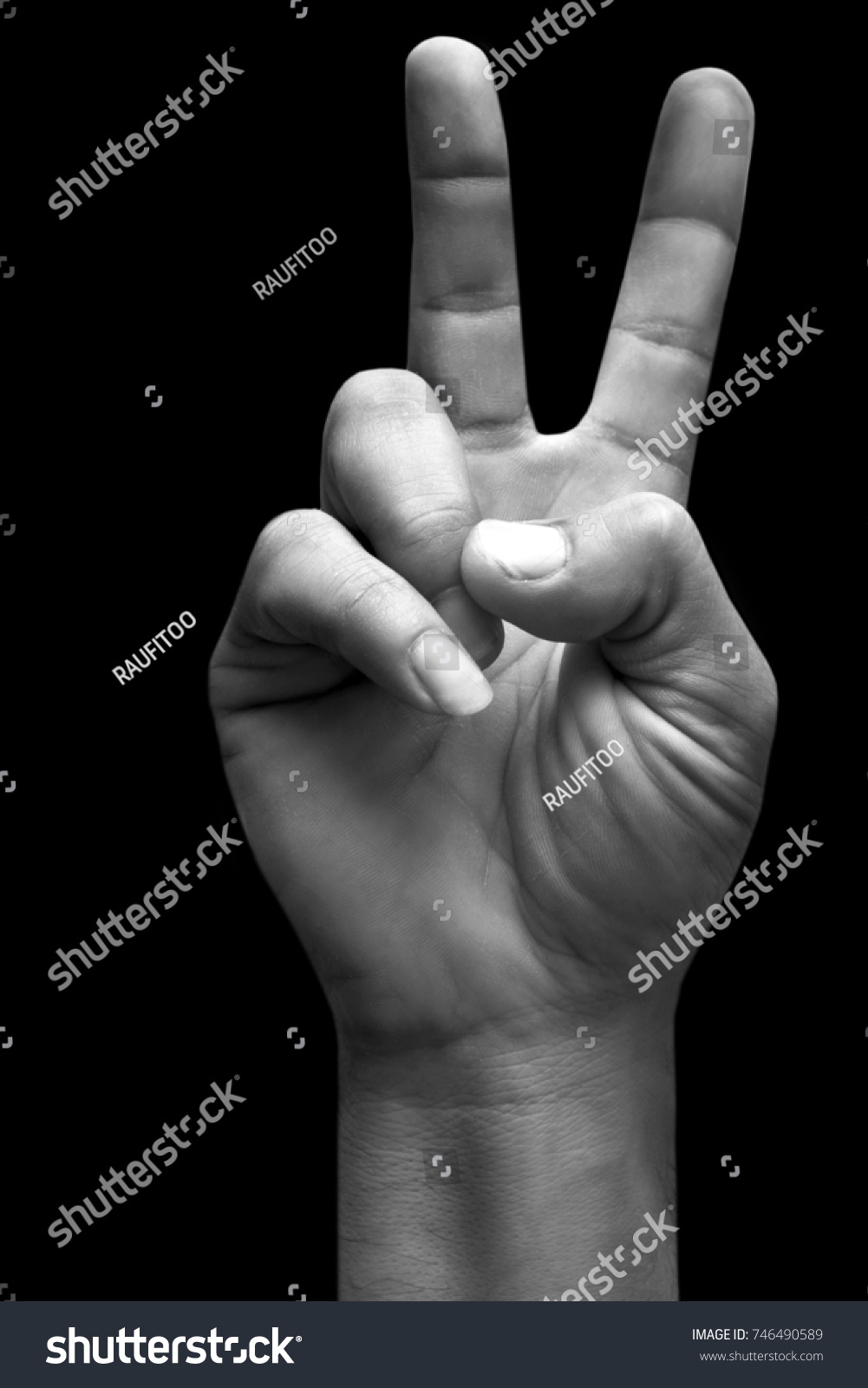 Man Hand Victory Sign Gesture Isolated Stock Photo Shutterstock