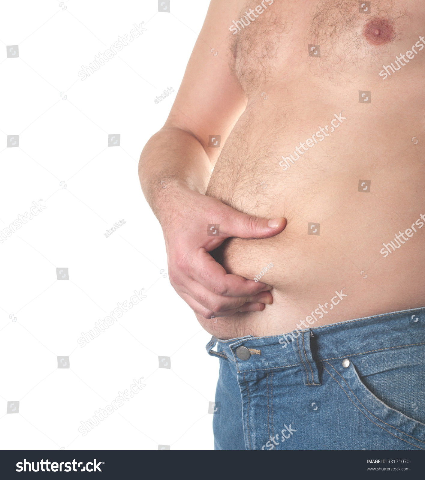 Man Measuring His Big Belly Stock Footage Video (100% 