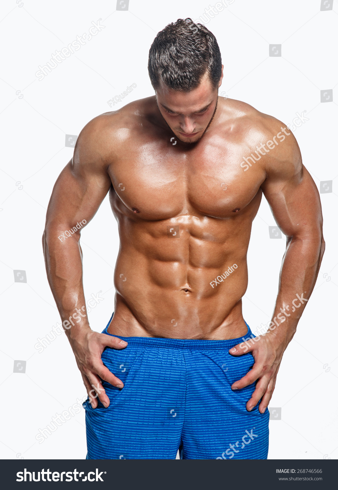 Man Naked Musculartorso Posing Studio 스톡 사진 268746566 Shutterstock