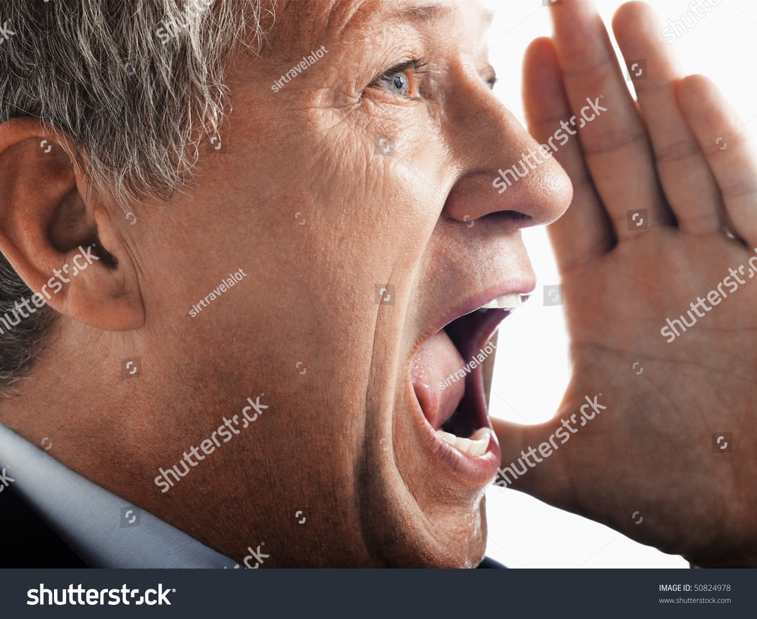 Man Yelling Side View CloseUp Stock Photo 508