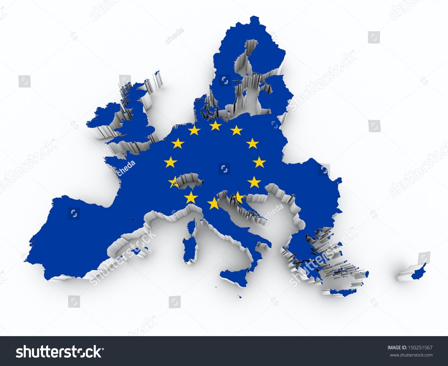 Map Europe Union Flag On White Isolated Stock Photo 150251567 ...