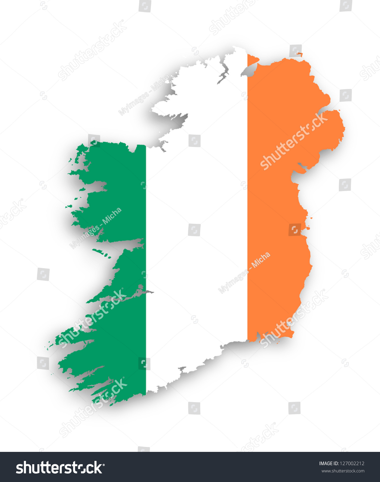 Map Ireland Flag Inside Isolated Stock Illustration 127002212