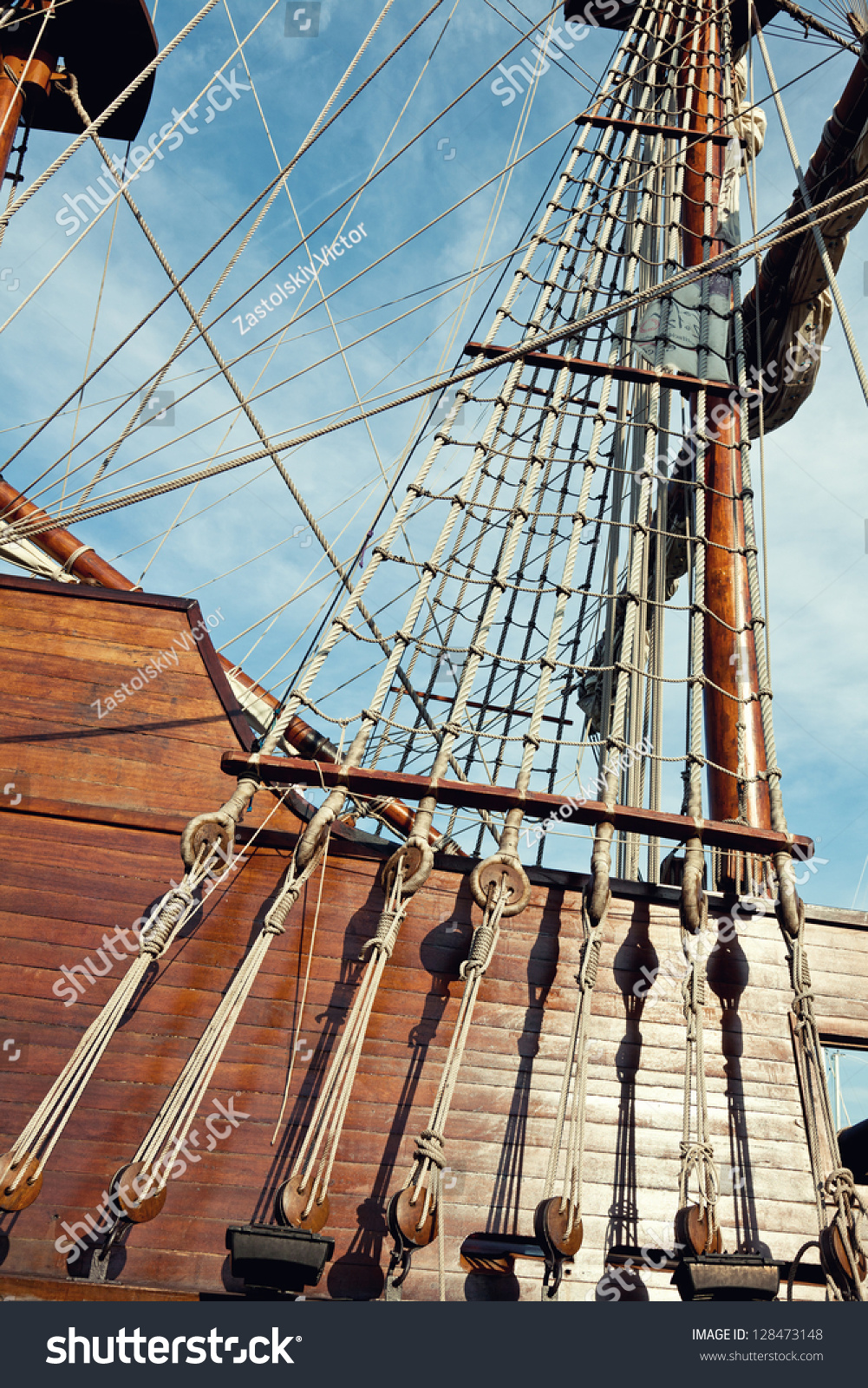 Masts And Rigging Of A Sailing Ship Stock Photo 128473148 Shutterstock