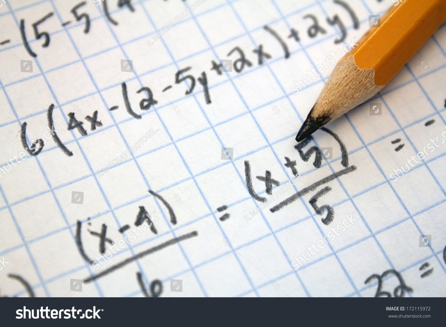 Math Problems On Graph Paper With Pencil Stock Photo 172115972