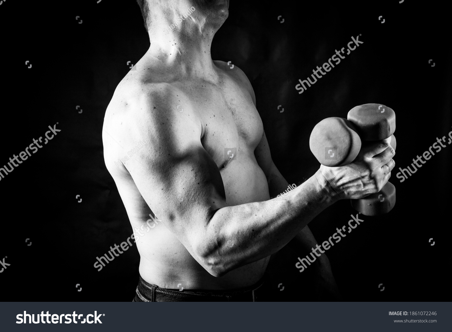 Matured Man Naked Muscular Torso Making Foto Stock Editar Agora