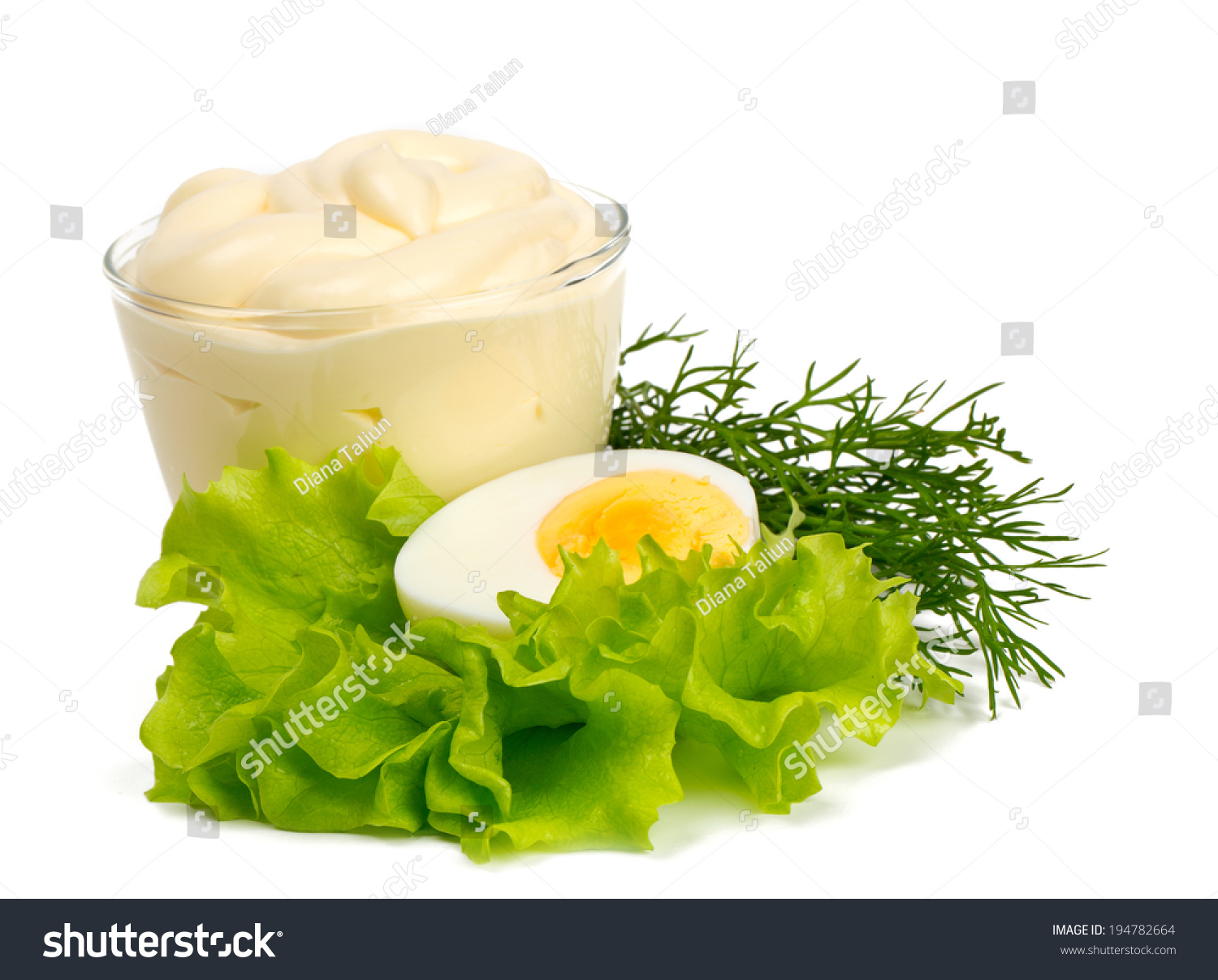 Mayonnaise And Boiled Egg Isolated On White Stock Photo 194782664