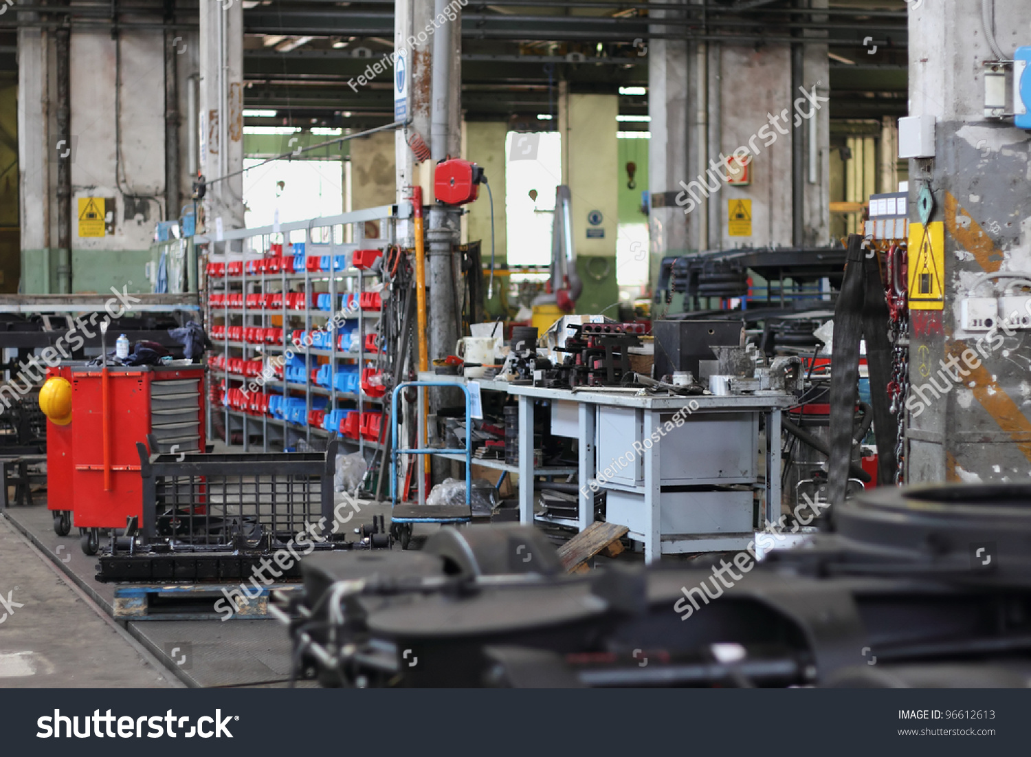 Mechanic Workshop With Tools And Machinery Stock Photo 96612613