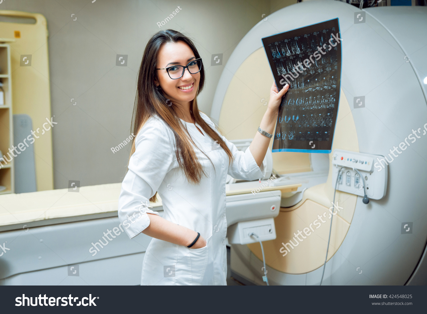 Medical equipment Doctor looking MRI picture Medical equipment Doctor looking MRI picture