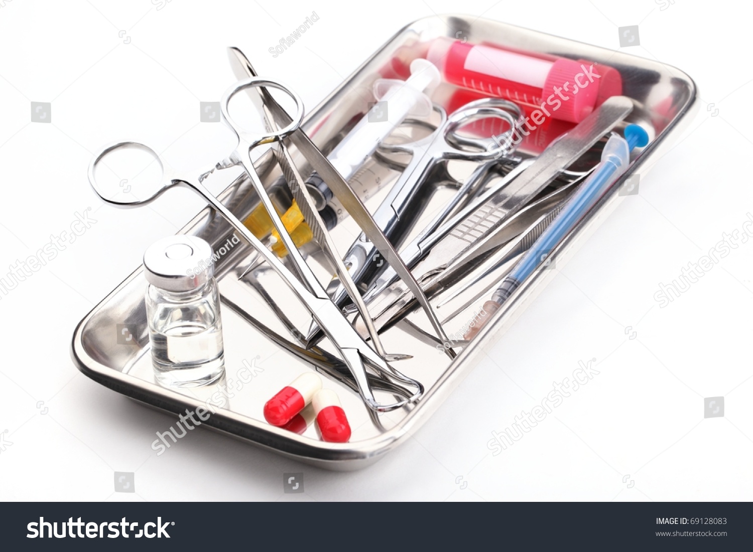 Medical Instruments In A Steel Tray Stock Photo 69128083 Shutterstock