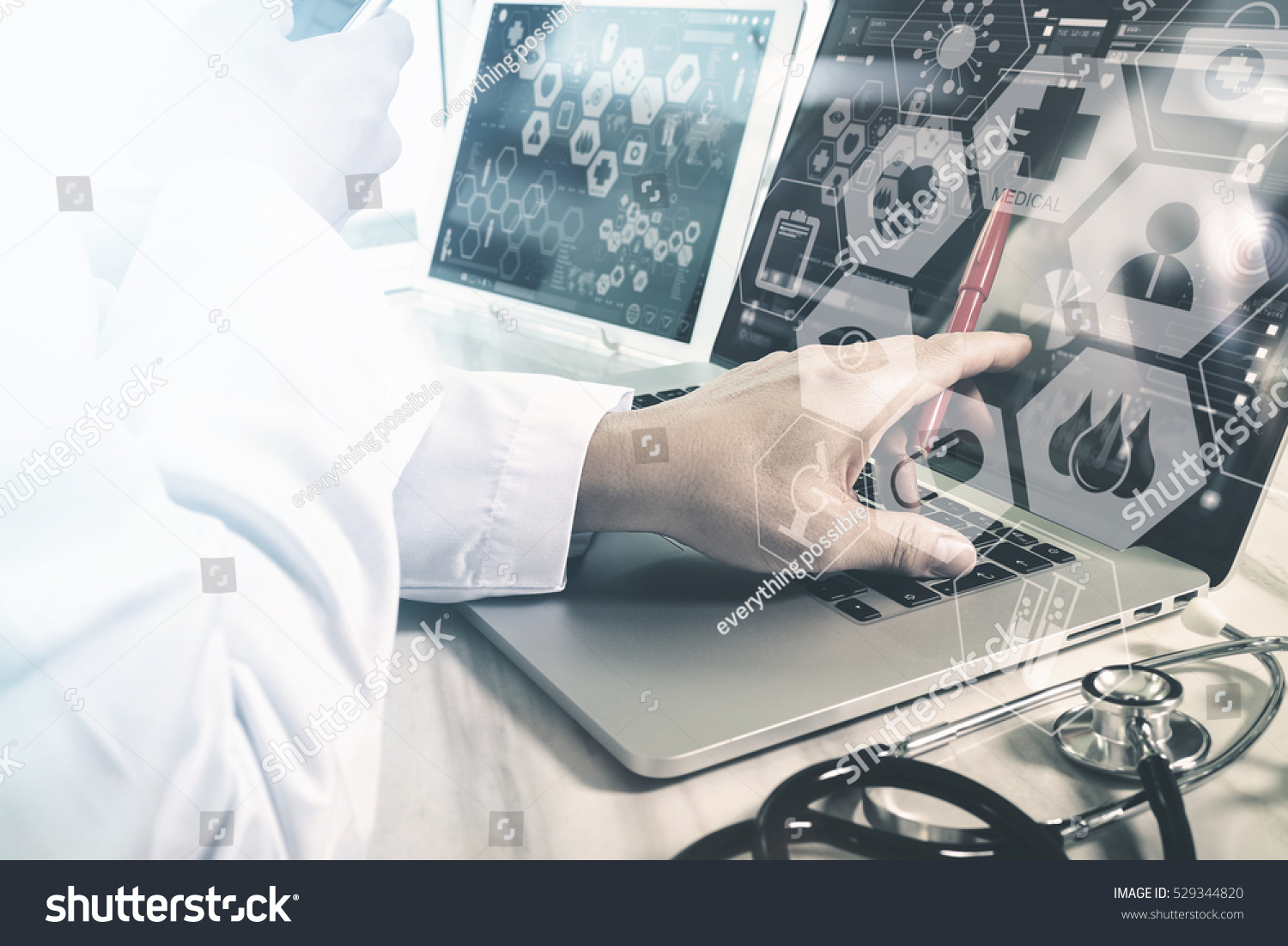 Medical technology concept Doctor hand working with modern smart phone with chart interface multi-channel connection network hospital Medical technology concept Doctor hand working with modern smart phone with chart interface multi-channel connection network hospital
