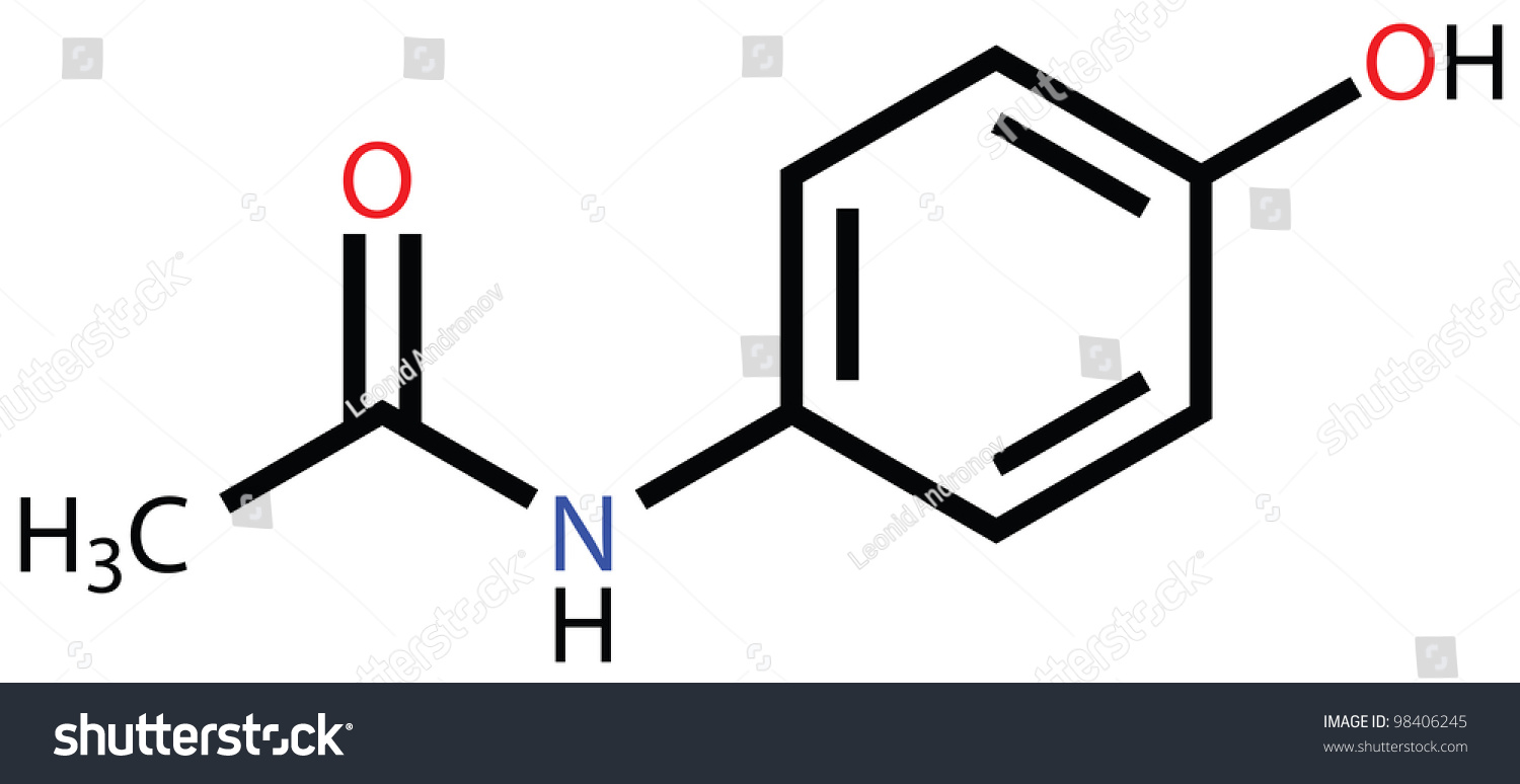 Medication Paracetamol Acetaminophen Structural Formula 스톡 일러스트