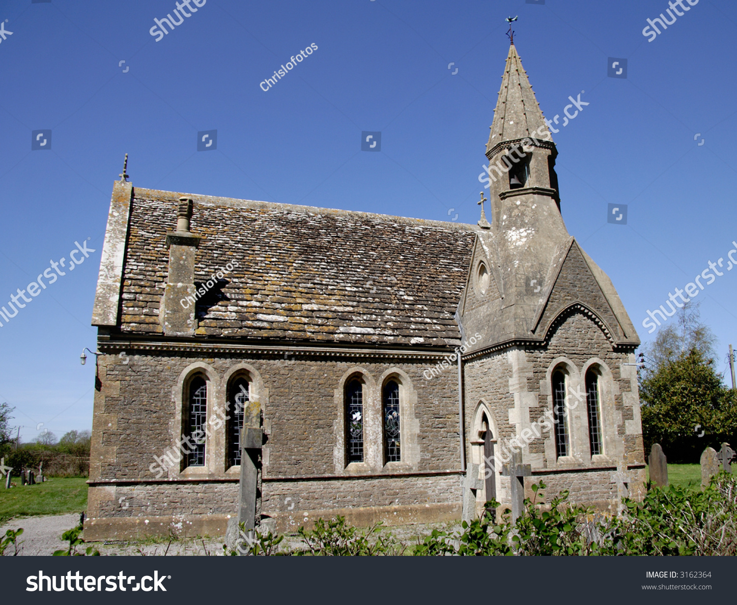Medieval English Village Church And Cemetery Stock Photo 3162364