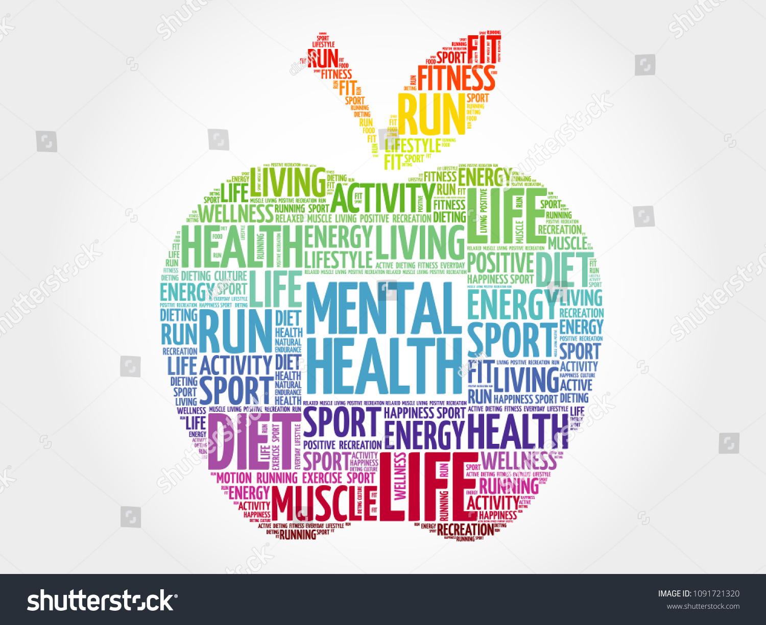 Mental Health Apple Word Cloud Health Stock Illustration