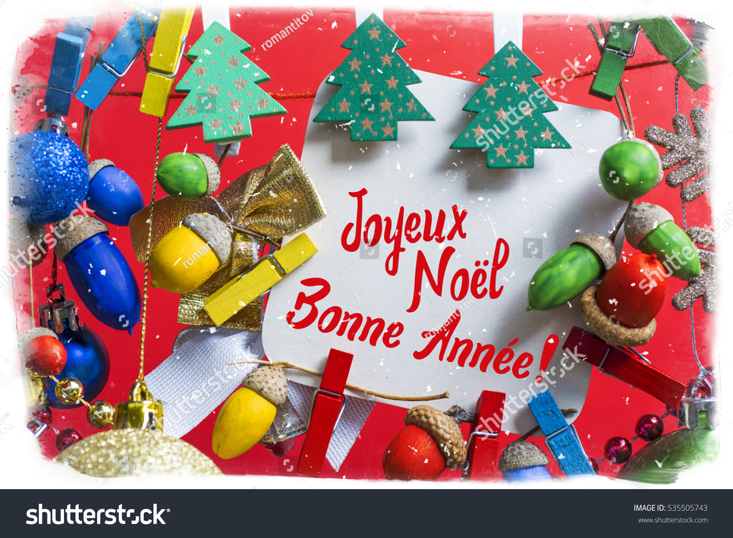 Merry Christmas And Happy New Year 2017 In French Card. Stock Photo 535505743 : Shutterstock