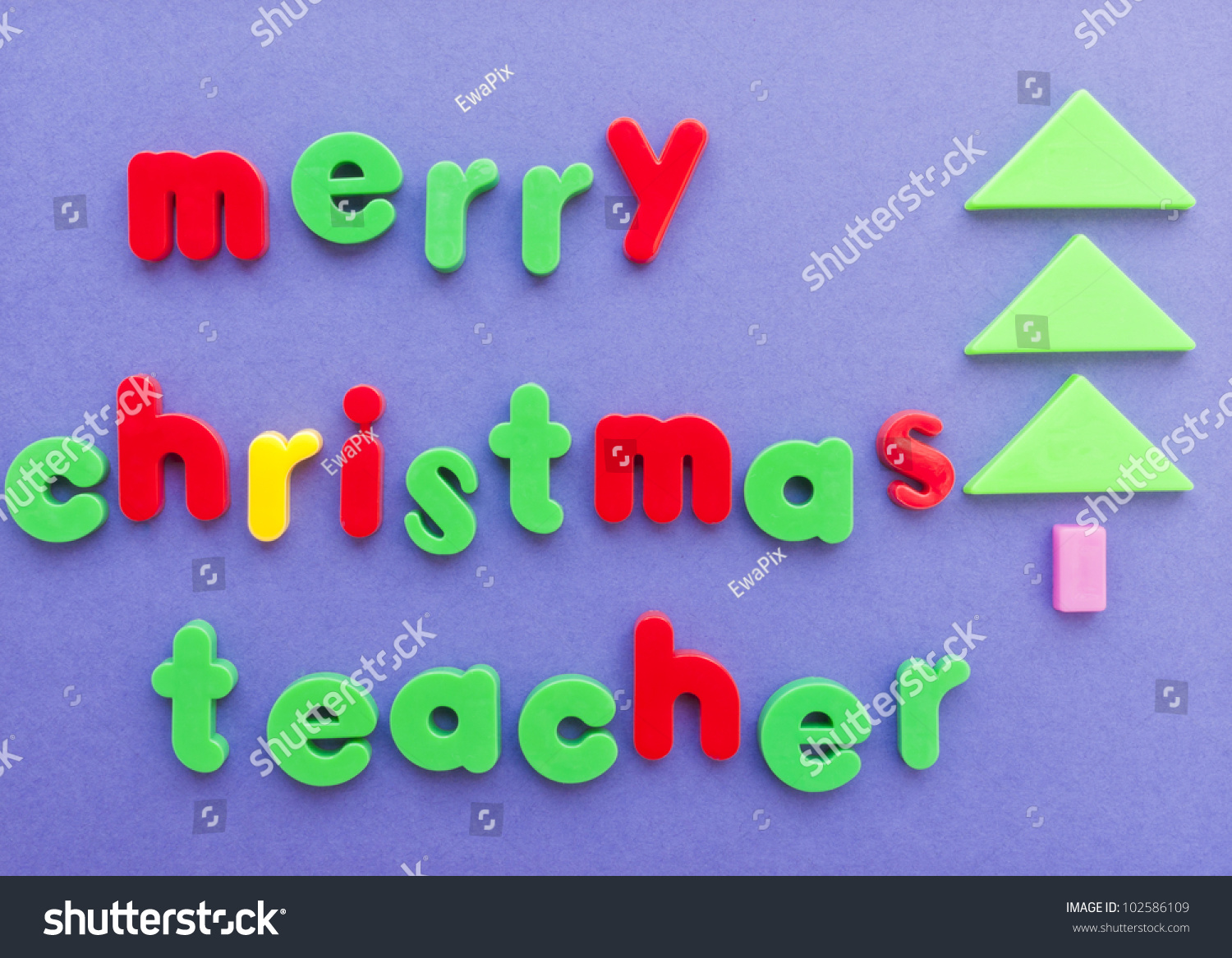 Merry Christmas Teacher Message Written In Magnetic Letter. Christmas Wishes For A Teacher
