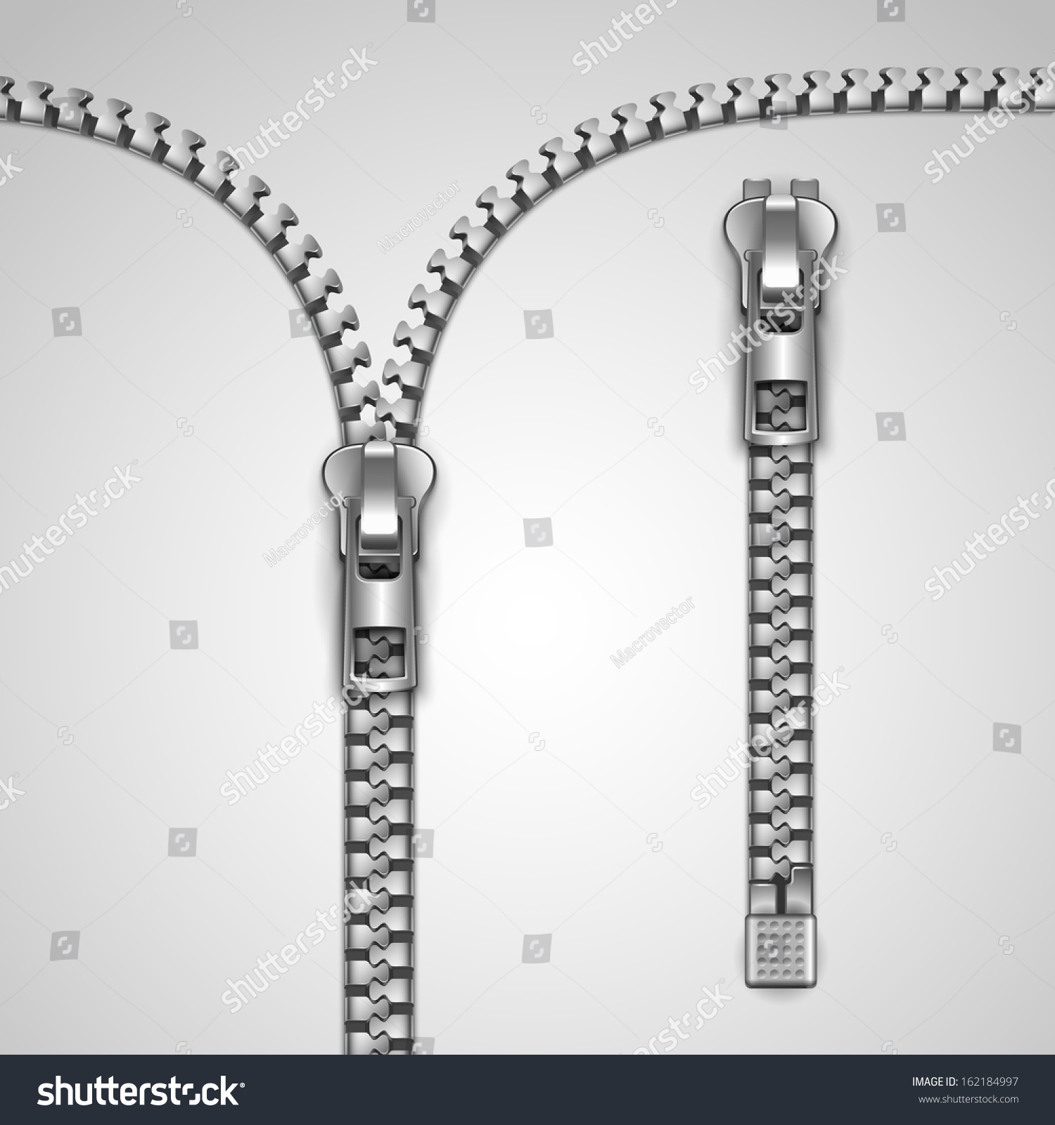 Metal Realistic Zipper Template Illustration. 162184997 Shutterstock