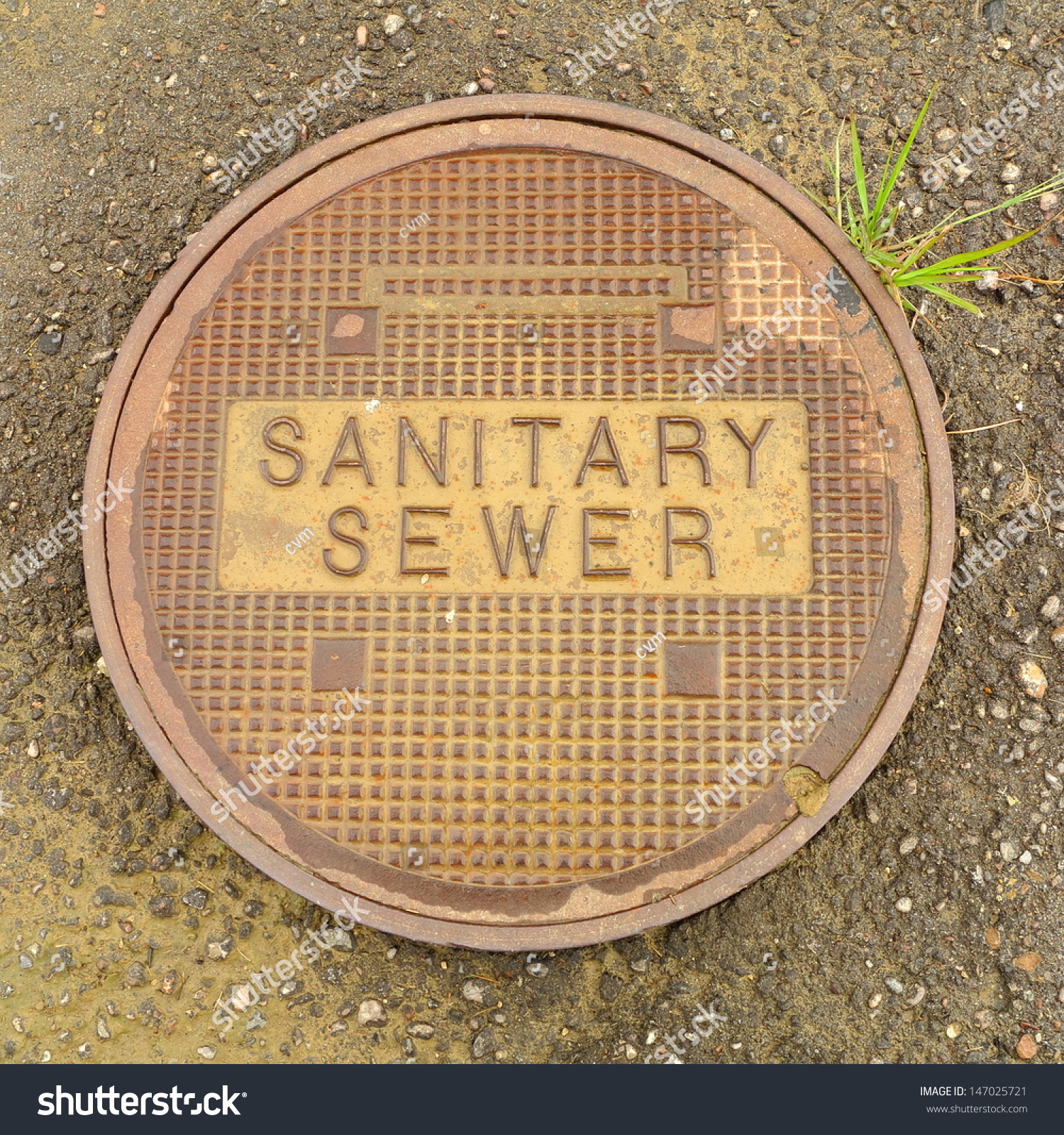 Metal Sanitary Sewer Manhole Cover Stock Photo Shutterstock