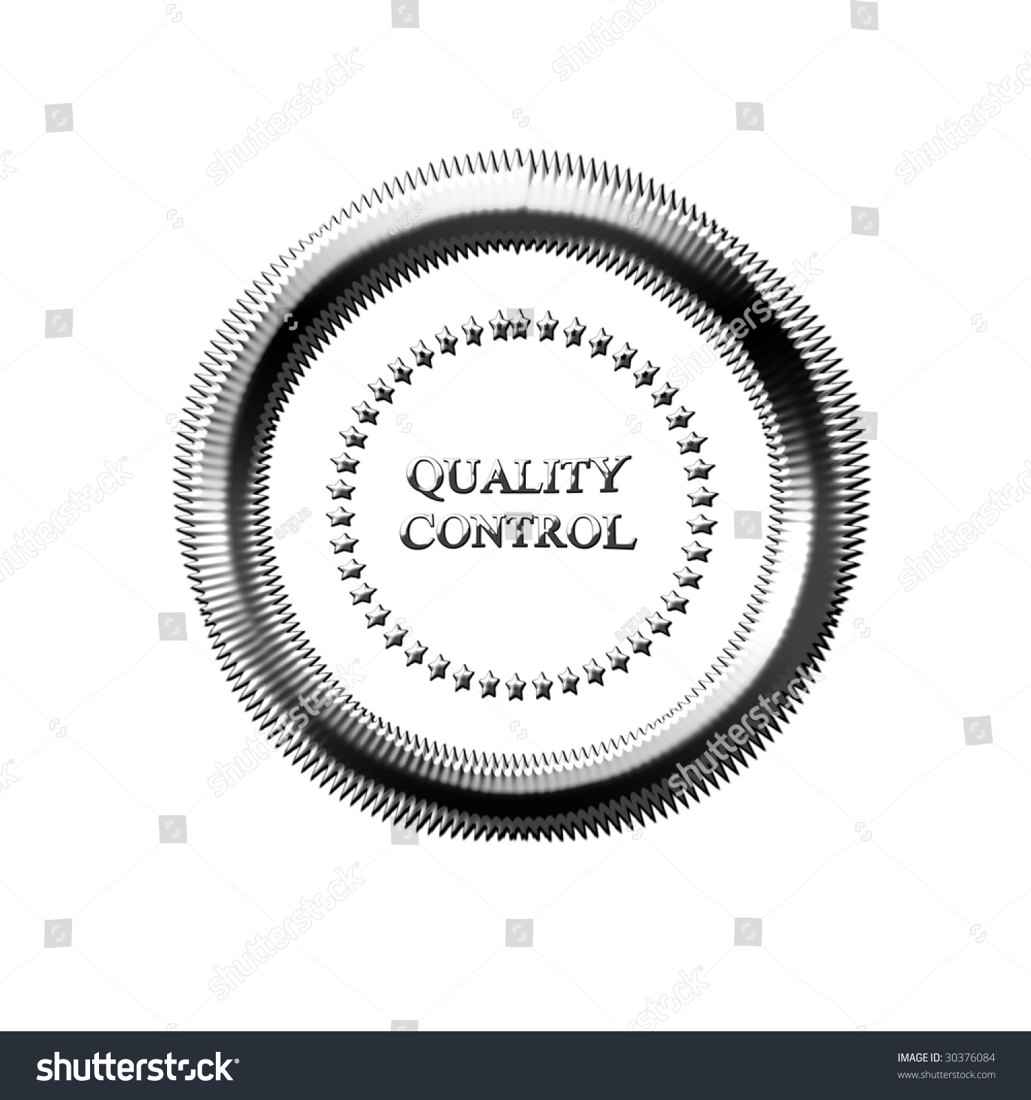 Metallic Quality Control Stamp On A White Background Stock Photo