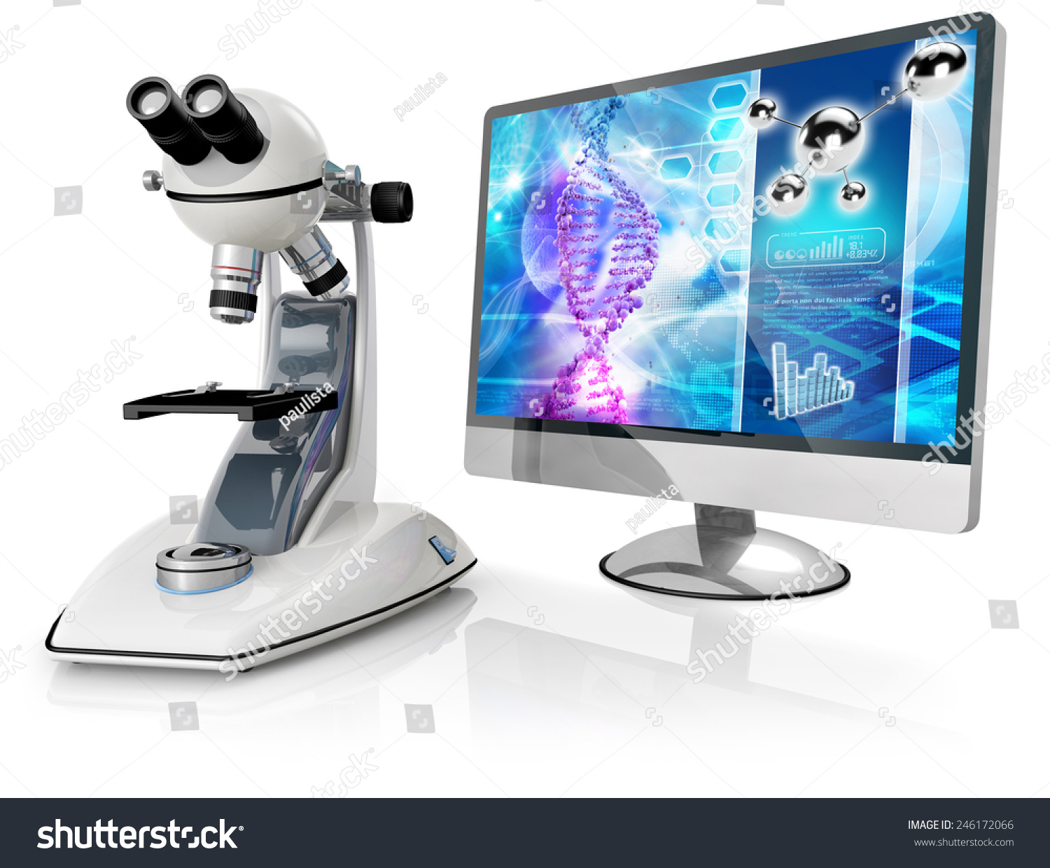 Microscope And Computer Isolated On White Background Stock Photo 246172066 Shutterstock