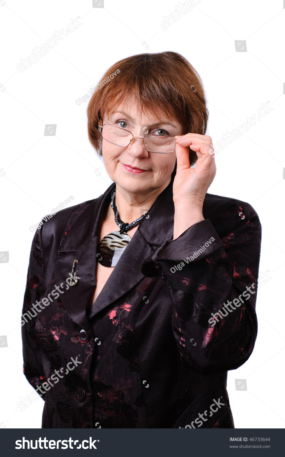 middle aged woman nude wearing glasses