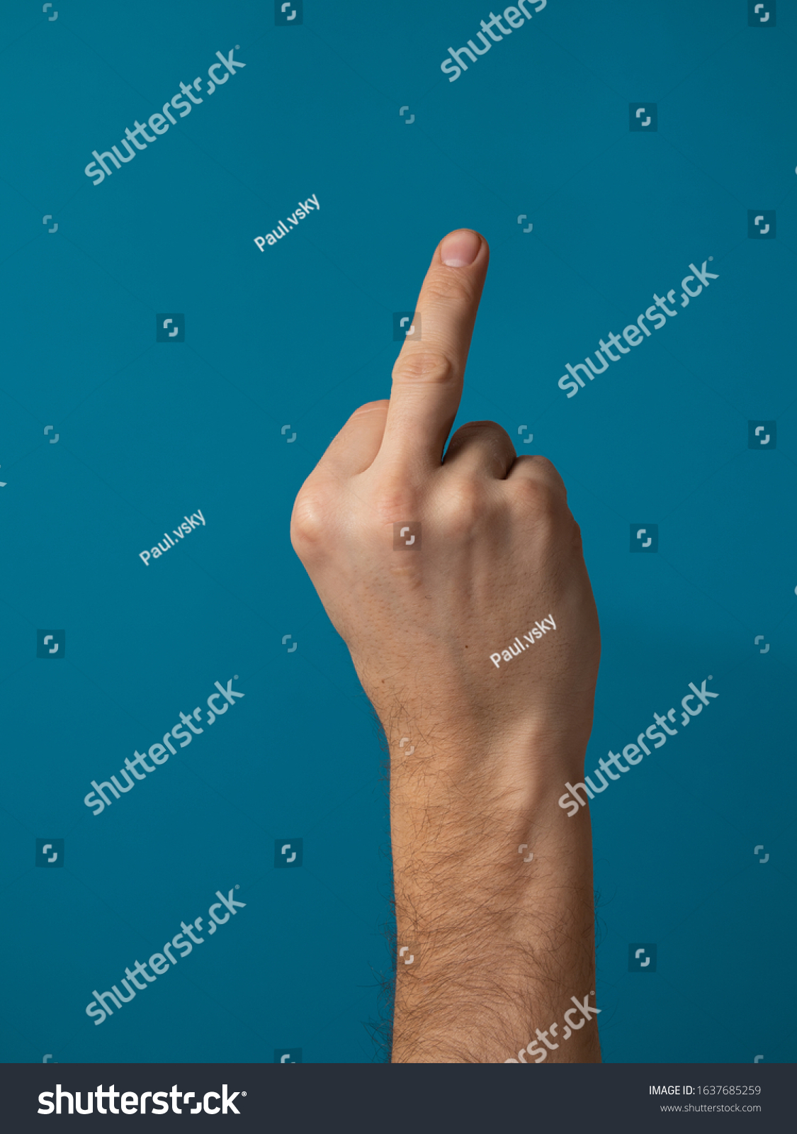 Middle Finger Offensive Gesture Fuck You Stock Photo