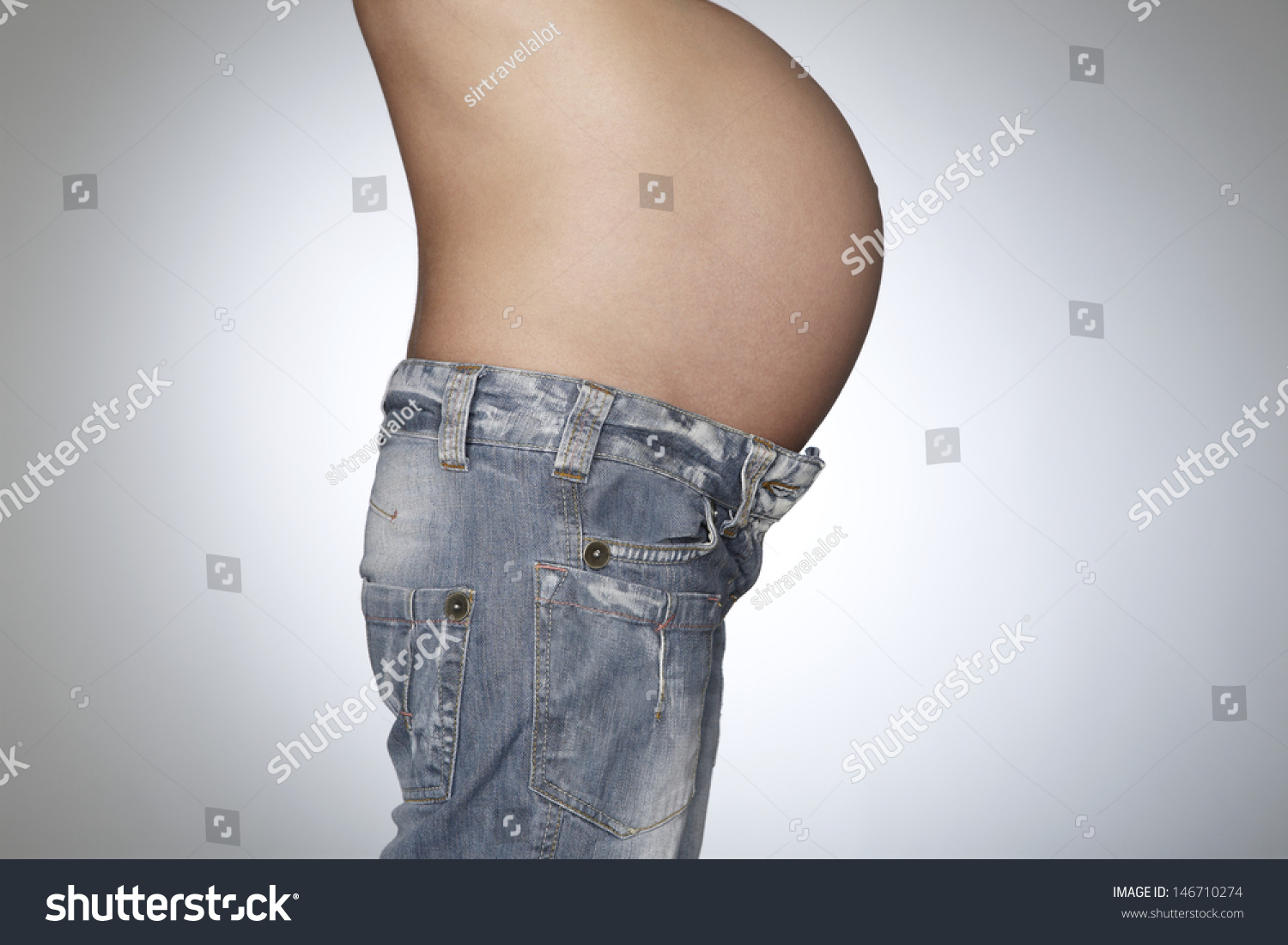 Midsection Side View Pregnant Woman Wearing Stock Photo 146710274