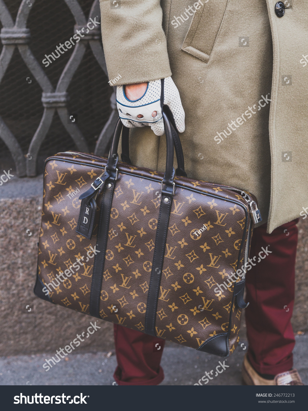 Milan, Italy - January 20: Detail Of A Louis Vuitton Bag Outside Cavalli Fashion Show Building ...