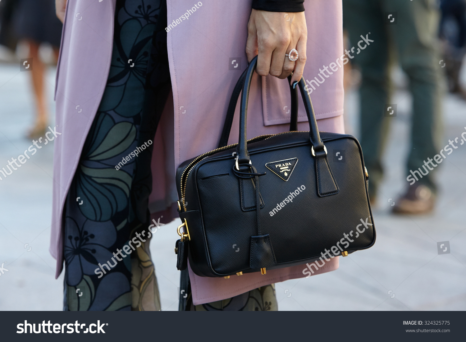 Milan - September 24: Black Prada Bag Seen Before Cristiano Burani ...  