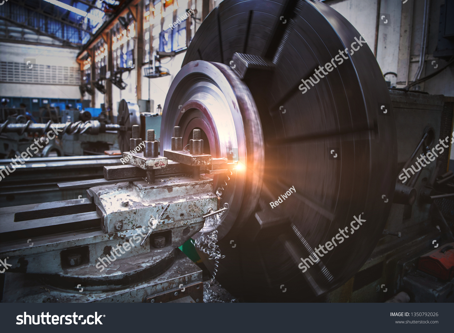 Milling Mechanical Turning Metal Working Process Stock Photo