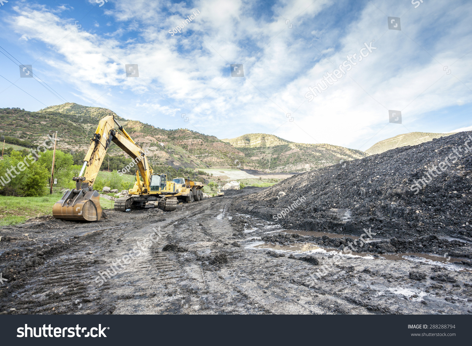Mining machines infrastructure and coal in mountainous mine Mining machines infrastructure and coal in mountainous mine