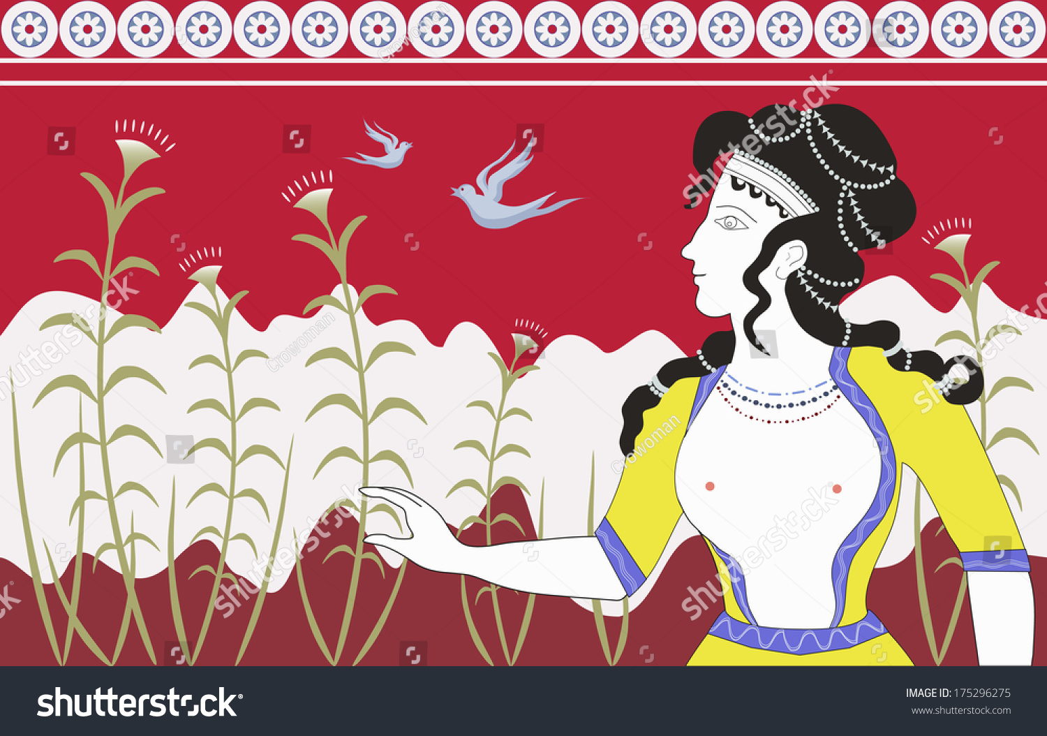 stock-photo-minoan-woman-fresco-with-plants-and-birds-175296275.jpg