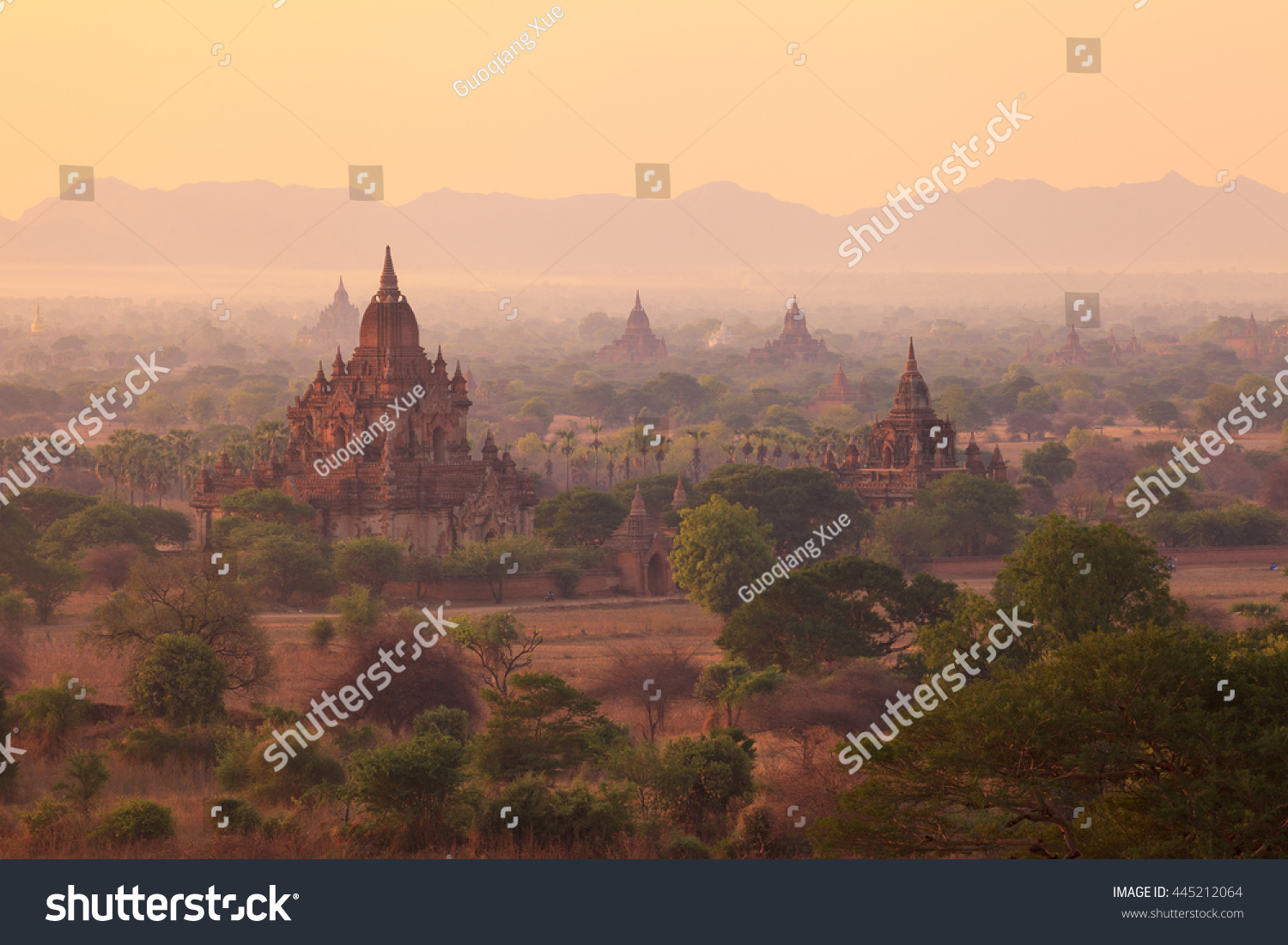 Misty sunrise from Shwesandaw Pagoda Bagan Myanmar Misty sunrise from Shwesandaw Pagoda Bagan Myanmar