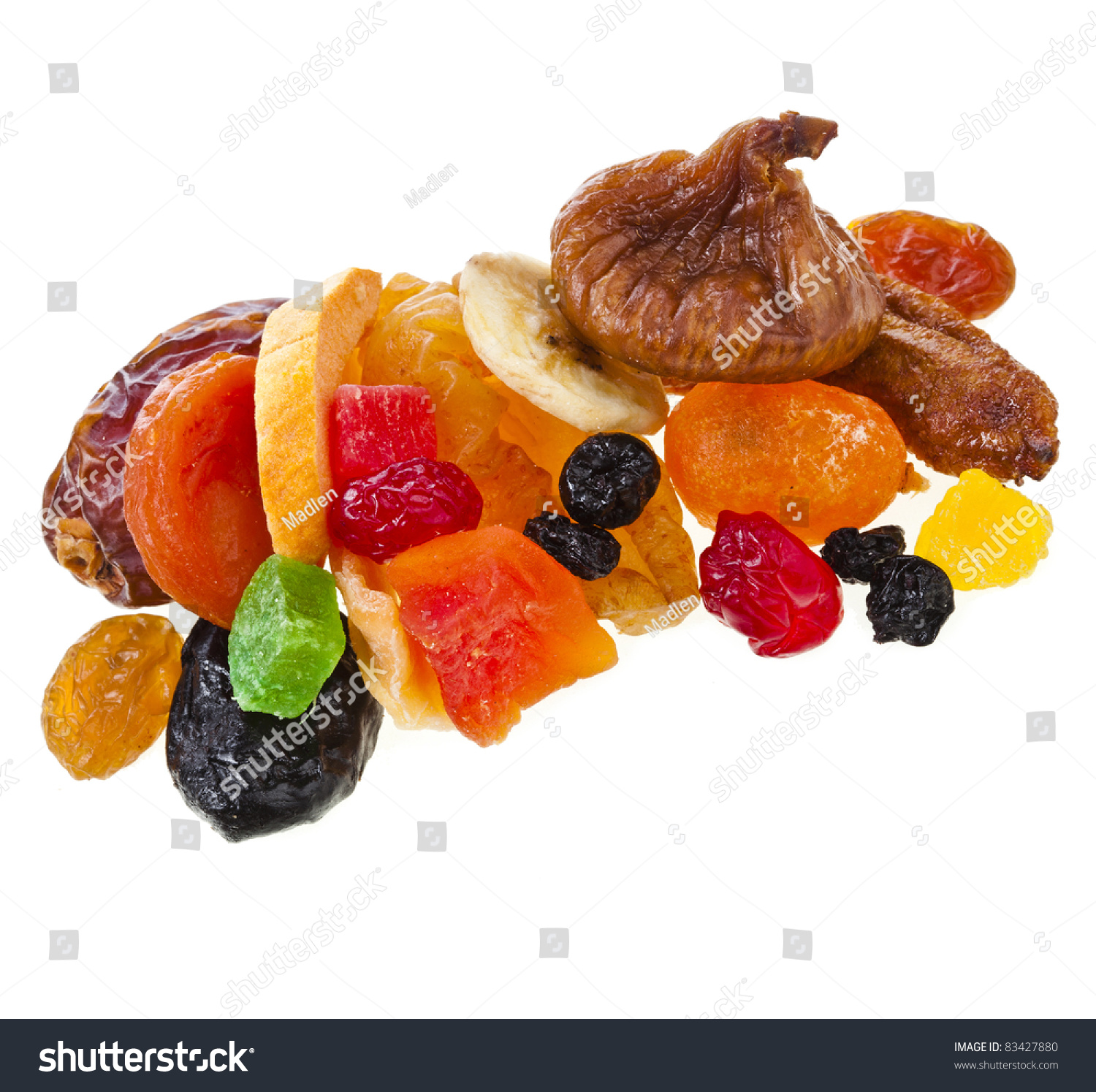 Mix Dried Candied Fruits Isolated On Stock Photo 83427880 Shutterstock